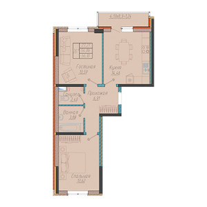 2 комнатная 56.1м²