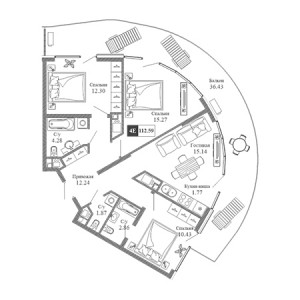 4+ комнат 112.59м²