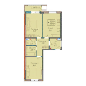 2 комнатная 60.32м²