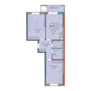 2 комнатная 59.65м²