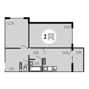 2 комнатная 57.7м²