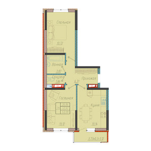 2 комнатная 53.09м²