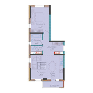 1 комнатная 51.62м²