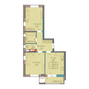 2 комнатная 56.24м²