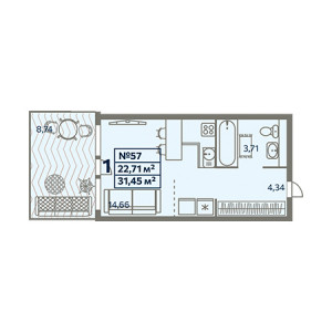 Студия 31.45м²