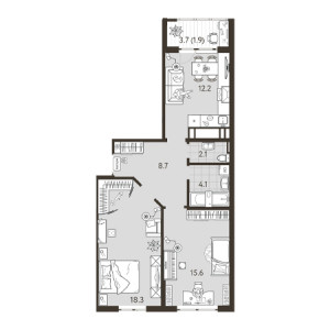 2 комнатная 62.9м²