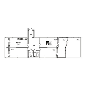 3 комнатная 127м²