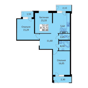 2 комнатная 82.63м²