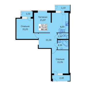 2 комнатная 82.53м²