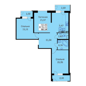 2 комнатная 82.14м²