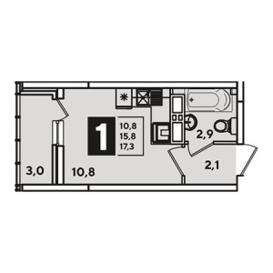 Студия 17.3м²