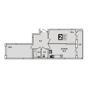 2 комнатная 64.2м²