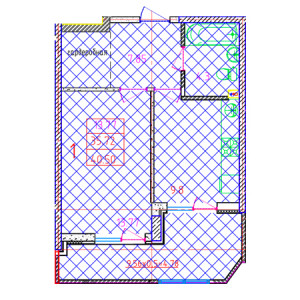 1 комнатная 40.5м²