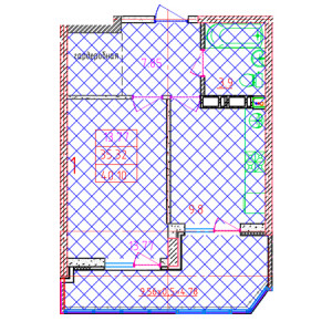 1 комнатная 40.1м²