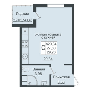 Студия 29.26м²