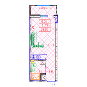 Студия 23.55м²