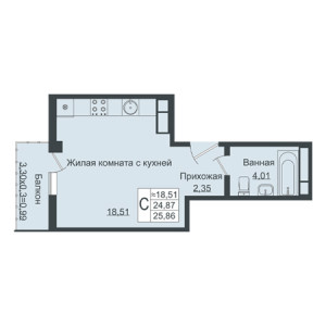 Студия 25.86м²