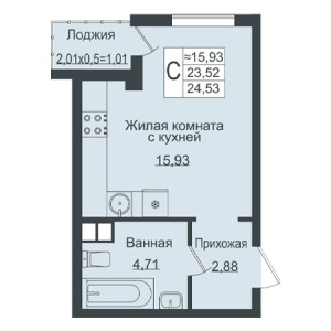 Студия 24.53м²