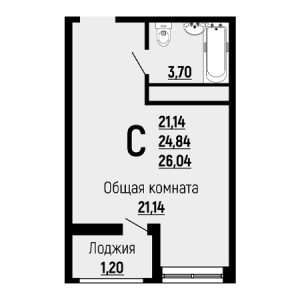 Студия 26.04м²