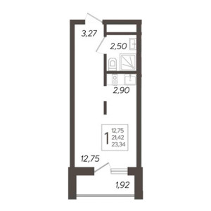 Студия 23.34м²