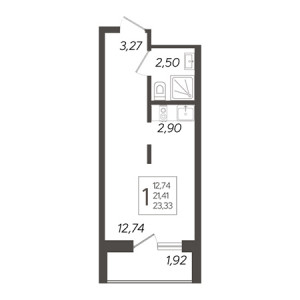 Студия 23.33м²