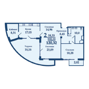 Пентхаус 140.32м²