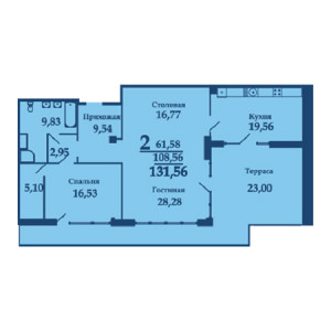 Пентхаус 131.56м²