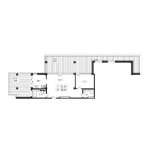 2 комнатная 89.5м²