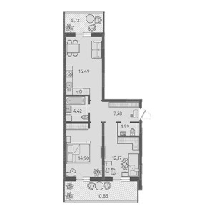 2 комнатная 62.52м²