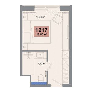 1 комнатная 18.86м²