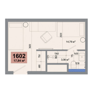 Студия 17.84м²