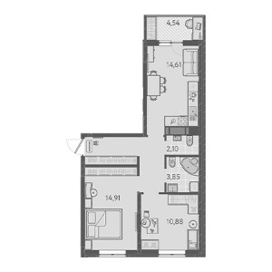 2 комнатная 57.58м²