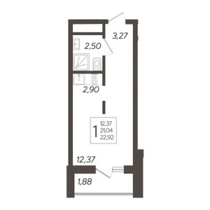 Студия 22.92м²