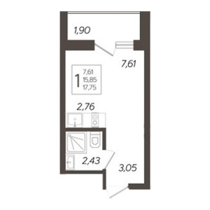 Студия 17.75м²