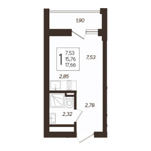 Студия 17.66м²