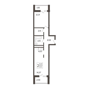 2 комнатная 51.05м²