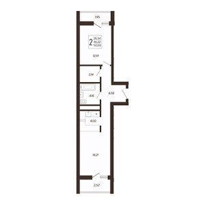 2 комнатная 50.69м²