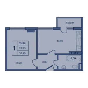 1 комнатная 37.90м²