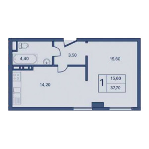 1 комнатная 37.70м²