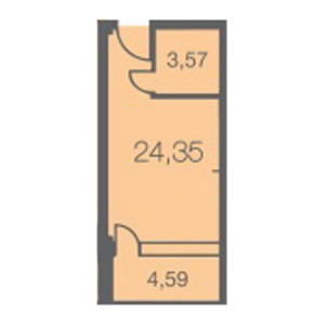 Студия 24.35м²