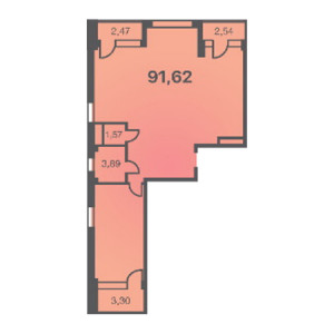 3 комнатная 91.62м²