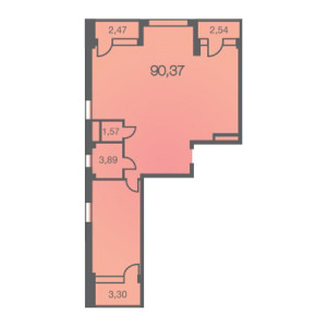 3 комнатная 90.37м²