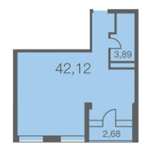 1 комнатная 42.12м²