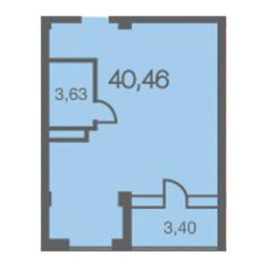 1 комнатная 40.46м²