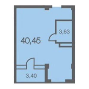 1 комнатная 40.45м²