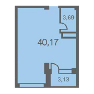 1 комнатная 40.17м²