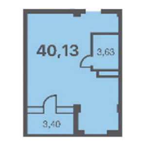 1 комнатная 40.13м²