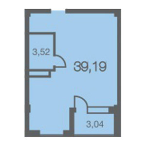 1 комнатная 39.19м²