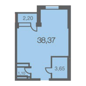 1 комнатная 38.37м²