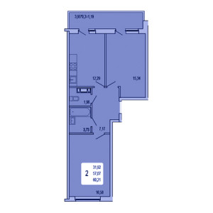 2 комнатная 60.21м²